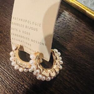 NWT Anthropologie 14k Gold and Pearl Earrings